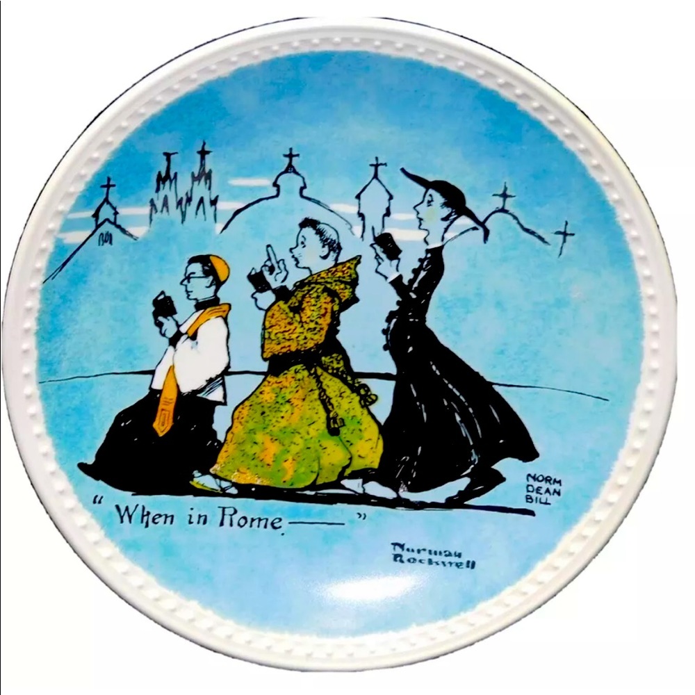 WHEN IN ROME BY Norman Rockwell plate12398E 7.62 DIA-NEWELL POTTERY 1982 Vintage